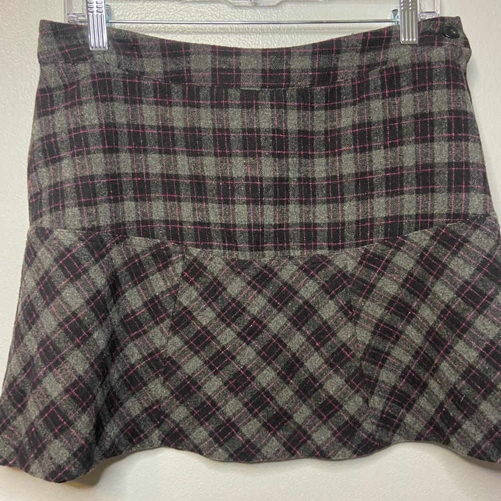 Plaid Mini Skirt - Black and Pink